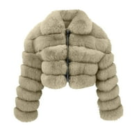 Puntoco kaput odobrenje Women plus veličina FAU kaput toplo krzno FAU kratka jakna dugih rukava gornja