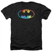 Trevco BM2820-Ha-Batman & Tie Dye Batman Logo-Odrasla majica Heather, Crna - Velika