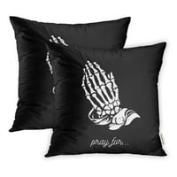 Molite molitvu skeletni rukama molitvene gestom lubanje jastuk za jastuk, skup od 2