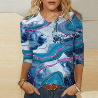Kipliki Veleprodaja Trendi ženske tiskane majice na srednjim duljinama V-nectops majica