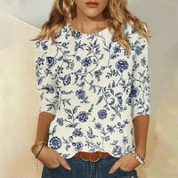 Žene Novi vrhovi Okrugli vrat Modni rukav za printeve cvjetni ispis majica Slim bluza