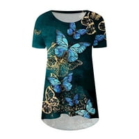 Olyvenn ženske trendi midi tunika košulje za bluze uštedite veliki leptir tiskani vrhovi Crew Crct majice