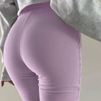 Ženske velike čvrste boje Sportski biciklistički modni visoki struk ravne pantalone Ležerne hlače za
