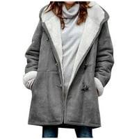 Dezsed Womens Fleece obložene jakne odobrenje moda Ženska ženska jakna za zimsku tipku za zimsko dugme