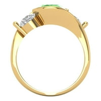 3. CT sjajan okrugli rez simulirani zeleni dijamant 14k žuto zlato tromjesečni prsten sz 10