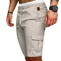 B91XZ muški kratke hlače modne muške pune ljetne džepove čipke casual pantalone muške hlače bijele,