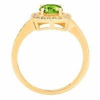 1.4ct okrugli rez zeleni prirodni prirodni peridot 14k žuti zlatni godišnjica Angažovanje halo prstena