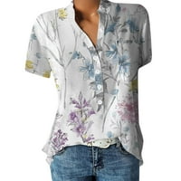 Ovecza ženska rukava s kratkim rukavima s džepnim gumbom niz dressy majice za žene plus veličine cvjetne