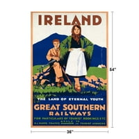 Irska Vintage Travel Art Print Cool Ogroman veliki divovski poster Art 36x54
