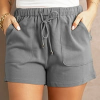 Ženske trendove Čvrste boje plus veličine konopske kratke hlače Yoga sportske kratke hlače sive s