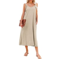 Ljetne haljine za žene Solid Halter Maxi Ankle Dužina temperamenta Travela haljina bez rukava smeđa