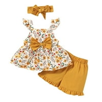 Toddler Baby Girls Beveless Floral Print Suspender Tops + Rufffes Hotsores Outfits