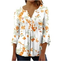 Sksloeg majice za žene Trendy gumb dolje majice za žene vintage cvijet od tiskane ljetne vrhove Dressy