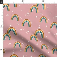 Pamuk Satens Stol Runner, 90 - Rainbows zvijezde u boji Rainbow Star Blush ružičasti Girly Colorful Baby rasadnik Print Custom stol posteljina od kašičice