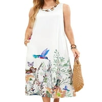 Leuncero ženska ležerna haljina za odmor sa džepovima Labavi ispis Maxi haljine ljetne plaže