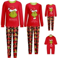 Grinch Božićna podudaranje Porodica Grinch Pajamas Set Tata Mom Boy Girl Tops + Hlače Noćna odjeća za