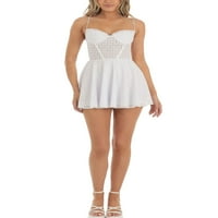 Biayxms Ljeto A-line kratke haljine za žene, novi stil špagete trake bez leđa izdubljena mini haljina