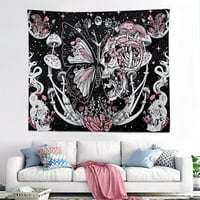 PUTHOOM SKULL TAPESTRY Cvjetni skeletni psihodelic biljna spavaća soba tapiserija estetika Hipi Cool