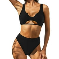 Ženski kupaći kostimi One plus veličine, axxd bikini solid šuplji izlepi dvodijelni kupaći kupaći kostim