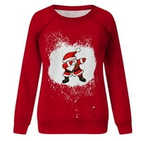 TKLpehg ženske božićne majice lagani božićni uzorak Ispis Crewneck Raglan rukav košulje pulover Ležerne