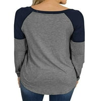 MUBINEO Ženska ležerna majica za patchwork, jesen zimski prugasti pulover sa dugim rukavima