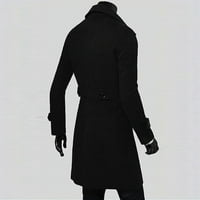 Muški kaput zimske duge jakne sa dvostrukim grudima prekoračenog šal ovratnik Windbreaker Black XXL
