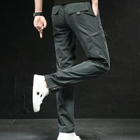 Muške taktičke ripstop teretne hlače od pune boje tanke-fit casual atletske hlače za muškarce crna veličina