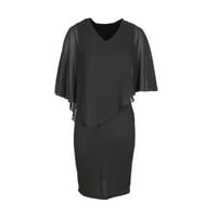 Ljetne haljine Shift V-izrez kratki rukav čvrsti crni s