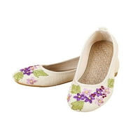 Ženske dame cvjetne vezene ravne cipele šiljaste nožne cipele s niskom petom Mary Jane Cipele 4-9