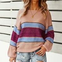 Ženska džemper za posade modni patchwork pleteni čvrsti dugi rukav kardigan labavi pulover vrhove