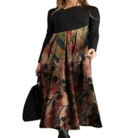 Calzi haljina s dugim rukavima za žene kaftane maxi haljine retro labavi cvjetni ispis Swit stil k 2xl