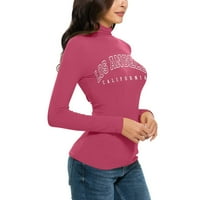 Pogodna bluza za ženske ležerne print s dugim rukavima Turtleneck bluza na vrhu Slim Fit Strestety sloy