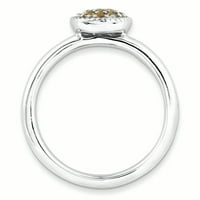 Le & Lu Sterling Silver Sjajljiv izrazi citrinski rodijski prsten LAL9907