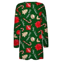 Tking modni ženski božićni božićni dugi rukav s prednjim kardiganom tiskanim gornjom laganom jaknom