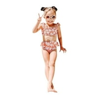 TODDLER Ljetne djevojke kupaće kostim Little Daisy Cvijeće tiskane ruffles dva kupaće kostimi kupaći