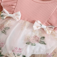 Qinghua novorođenče od novorođenčadi za djecu za pad sustava vez flora dugih rukava ružičaste haljine