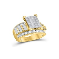 Jewels 14kt Žuto zlato Žene Princess Diamond Klaster Bridal Prsten za vjenčanje 3. CTTW Veličina 6