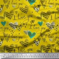 Soimoi Yellow Modal Satin Tkaninski srce i volim te Tekst Ispiši šivanje tkanine širine