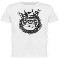 Smartprints Muški grafički tee - Smirking Gorilla King B & W - Regular Fit pamuk