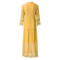 Modna casual boemska velika veličina V-izrez Čvrsta boja čipke tassel duga haljina rano pristupa Pokloni
