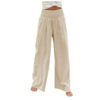 Ženske hlače Ležerne ljetne pamučne pamučne pantalone za žene za žene elastične hlače visokog struka