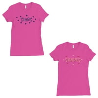 Zvezde i pruge BFF odgovarajuće majice Žene Hot Pink Slatki poklon set