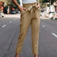 Duksevi GUZOM za žene - baggy casual sa džepovima široke noge hlače Bež veličine m