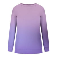 Zunfeo Fall majice za žene - labavo Fit Crew Crt Dukseri gradijent trendy comfy dugi rukav pulover tunika