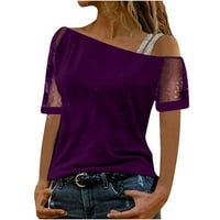 Ljetni hladni vrhovi ramena za žene casual majice s kratkim rukavima Modne majice Trendi Crew izrez