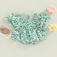 Chollius Newborn Baby Girls Ljeto Ruffled Bodysuit, lijepi boho cvjetni print kratki rukav okrugli izrez