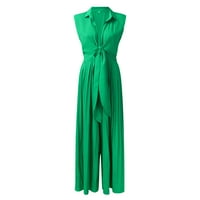 Ženski struk visoke osjećene zelene duboke V izrez svijetlo francuska duga velika ljuljačka haljina
