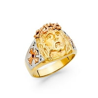 Jewels 14k žuta bijela i ruža Three Color Gold Kubični cirkonijski CZ Muški prsten veličine 11.5