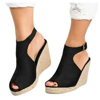 Juebong modne žene Solid Ljeto Žene udobne sandale Nagib Ležerne prilike na plaži, crna veličina 6