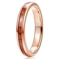 Rose Gold Tungsten Carbide prsten za muškarce Žene Havajski Koa drvo umetnuli polirani vjenčani band